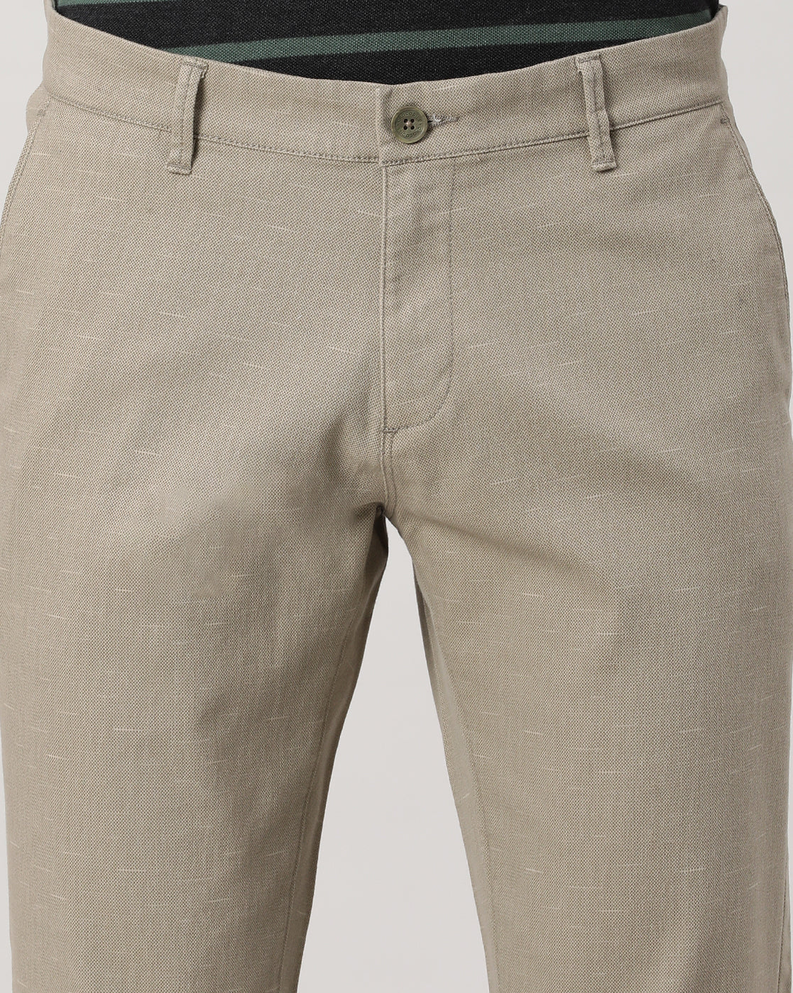 Beige Printed Casual Trouser