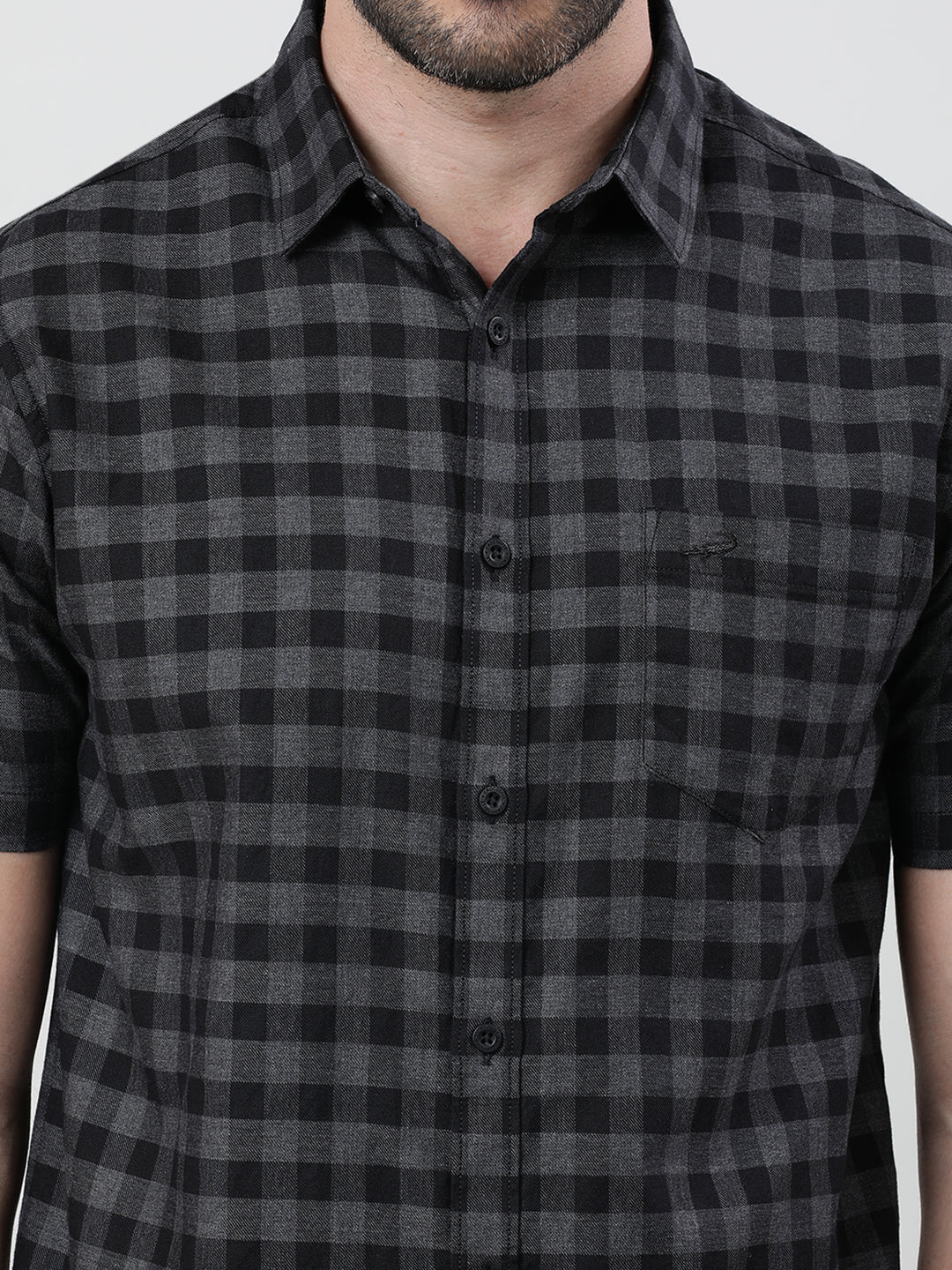 Black Checked Half Sleeve Shirt