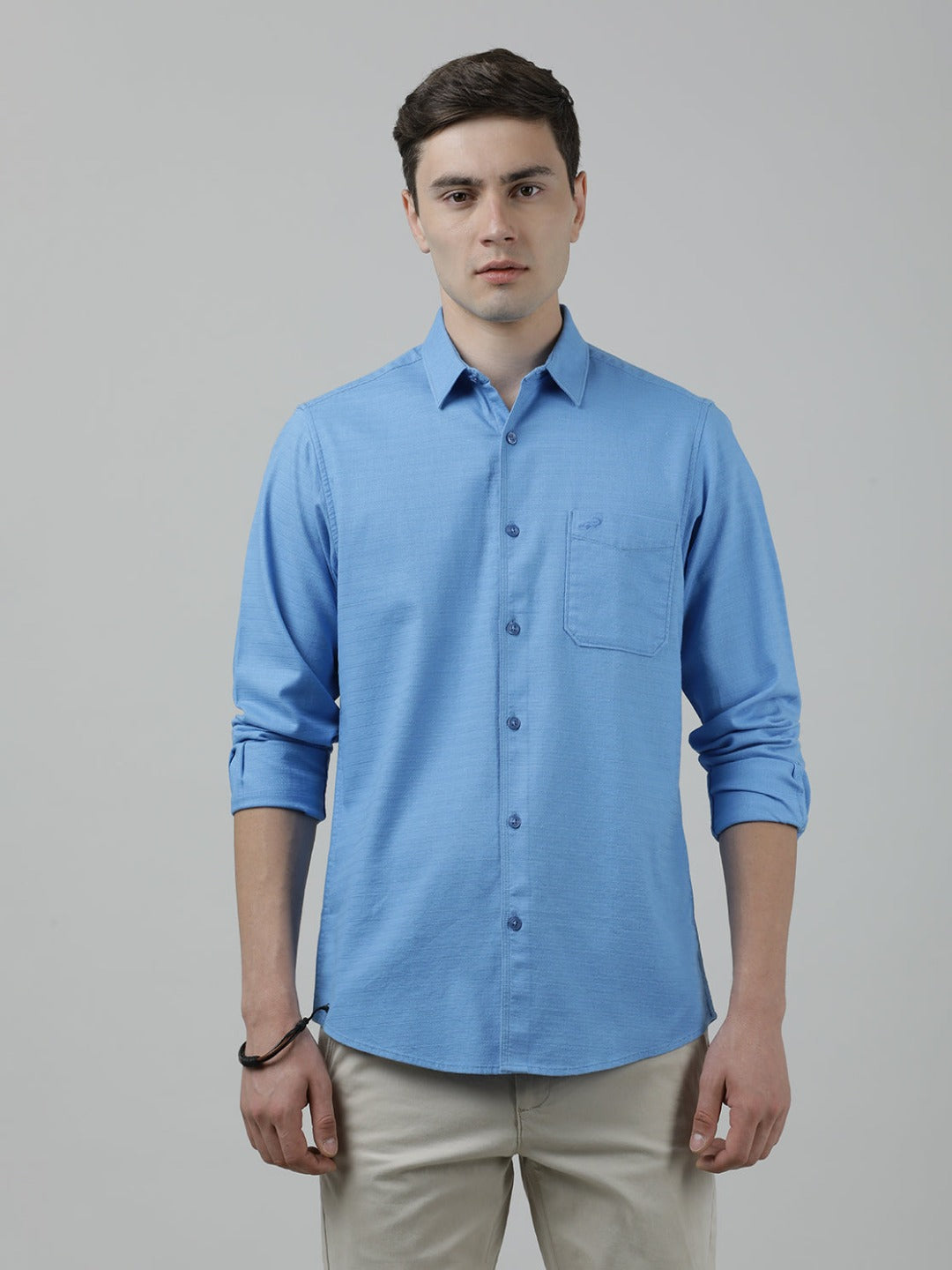 Light Blue Solid Full Sleeve 100% Cotton Shirt