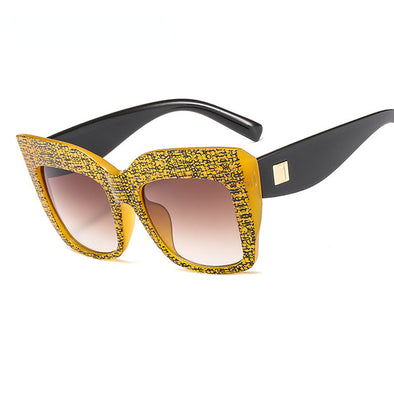 Fashion Vintage Oversized Frame Square Luxury Brand Designer Sunglasses Men Millionaire Diamond Flower Sun Glasses Women, Bean Flower Color
