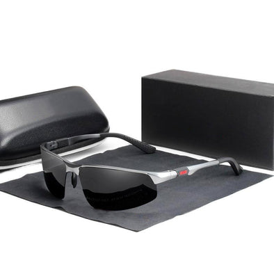 Driving Polarized Men's Aluminum Sunglasses Blue Mirror Lens Aviation Eyewear 9121, Gun Gray