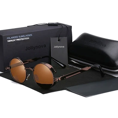 Men's Classic Gothic Steampunk Sunglasses Polarized Brand Designer Vintage  Round Metal Frame UV400 Eyewear High Quality – Jollynova