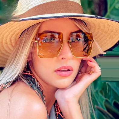 New fashion rimless Oval sunglasses for women beautiful luxury