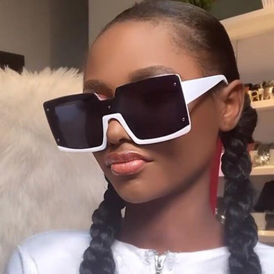  Melpomenia Trendy Oversized Square Sunglasses for Women Men  Fashion Black Thick Big Frame Luxury Designer Sun Glasses (Black/Grey/Gold  Character) : Clothing, Shoes & Jewelry