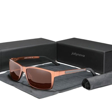 Men's Sunglasses Aluminum Magnesium Polarized Driving Mirror UV400 Eyewear, Brown