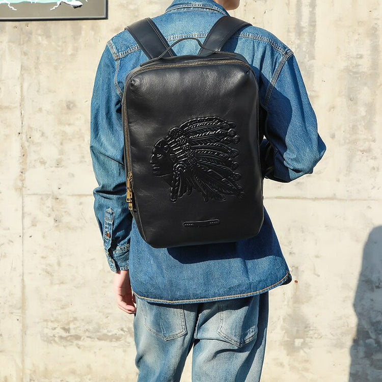 Vintage Vegetated Tanned Leather Men's Shoulder Bag