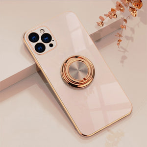 Luxury Plating Silicone Case With Ring Holder For Iphone Scraften