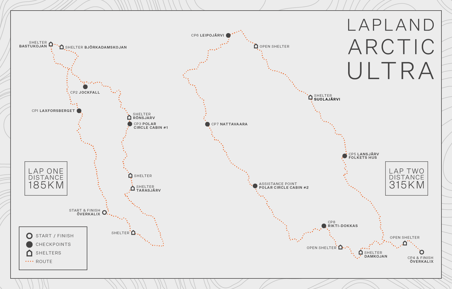 Montane Lapland Arctic Ultra Race Route Map