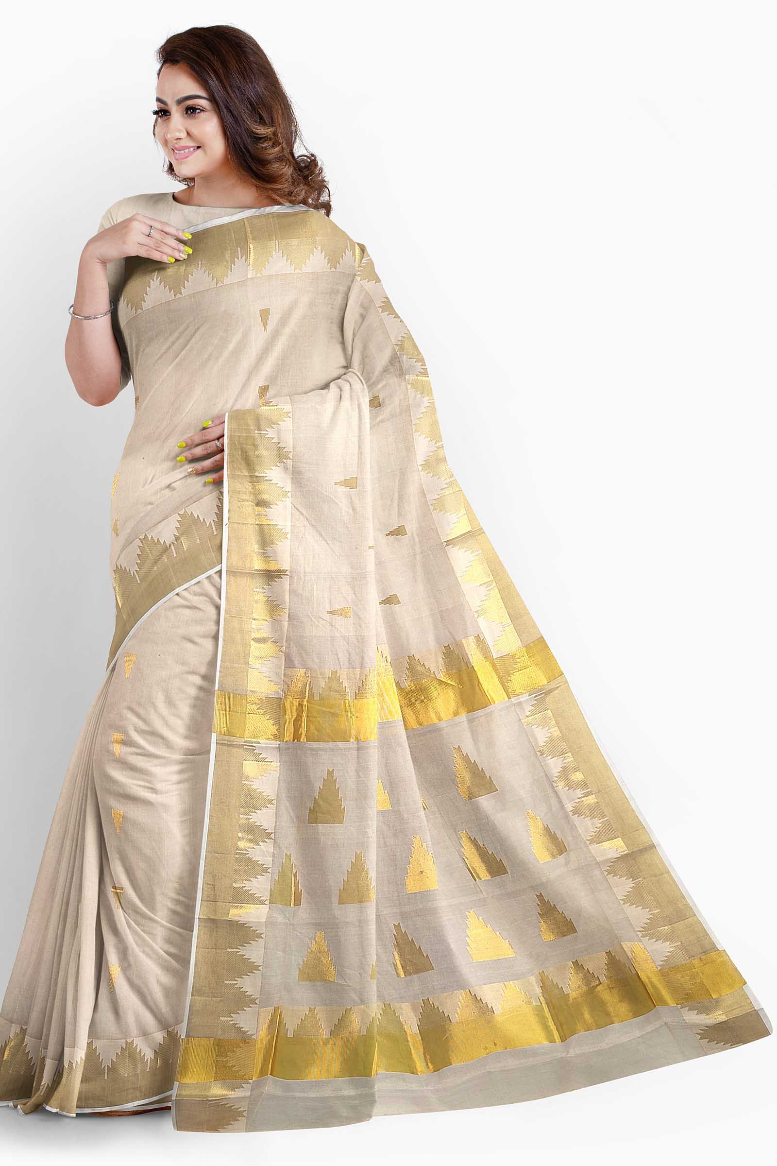 Buy Gold Kasavu Handloom Saree – Ela Label