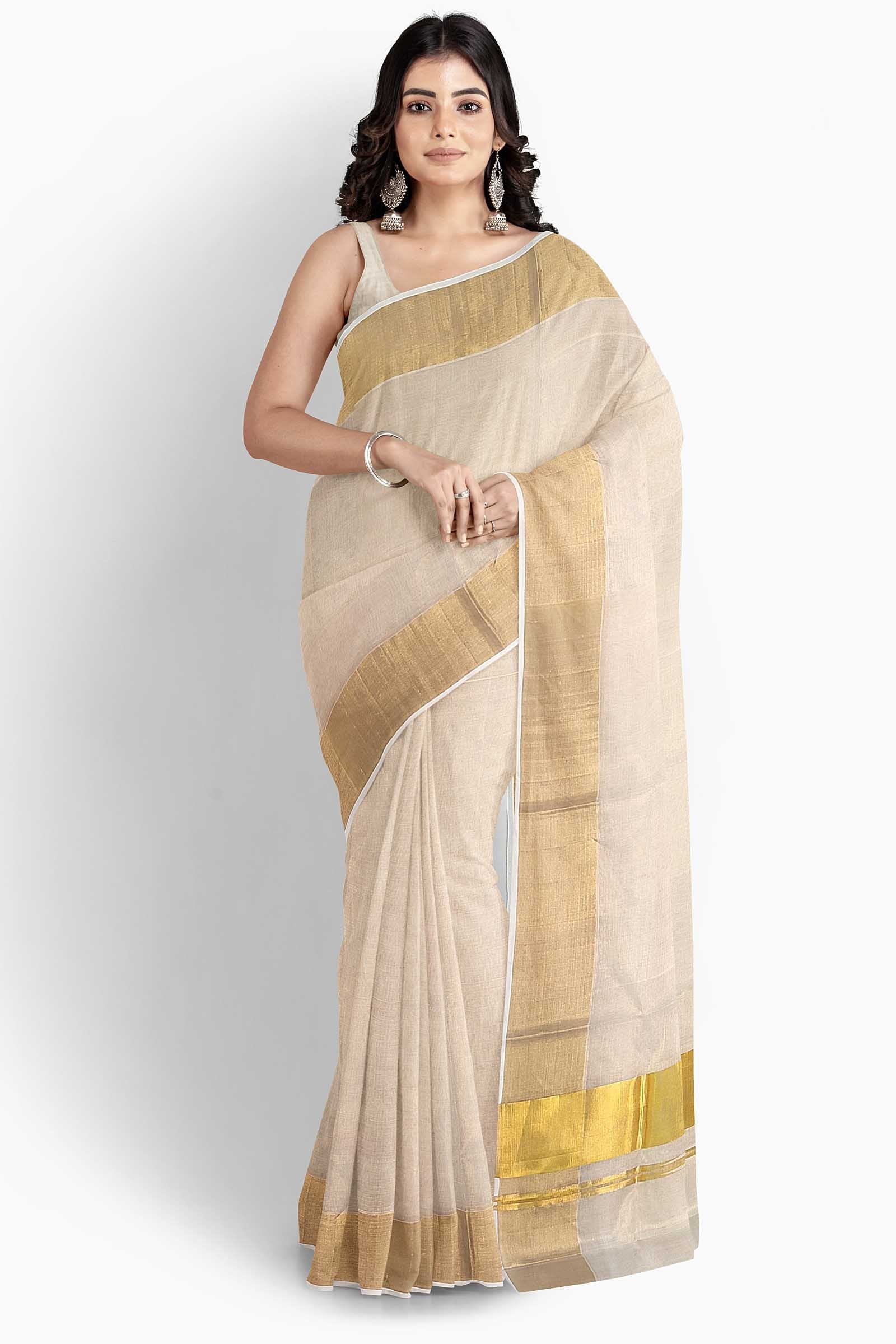 Buy Kuthampully Special Stripes Kasavu Saree