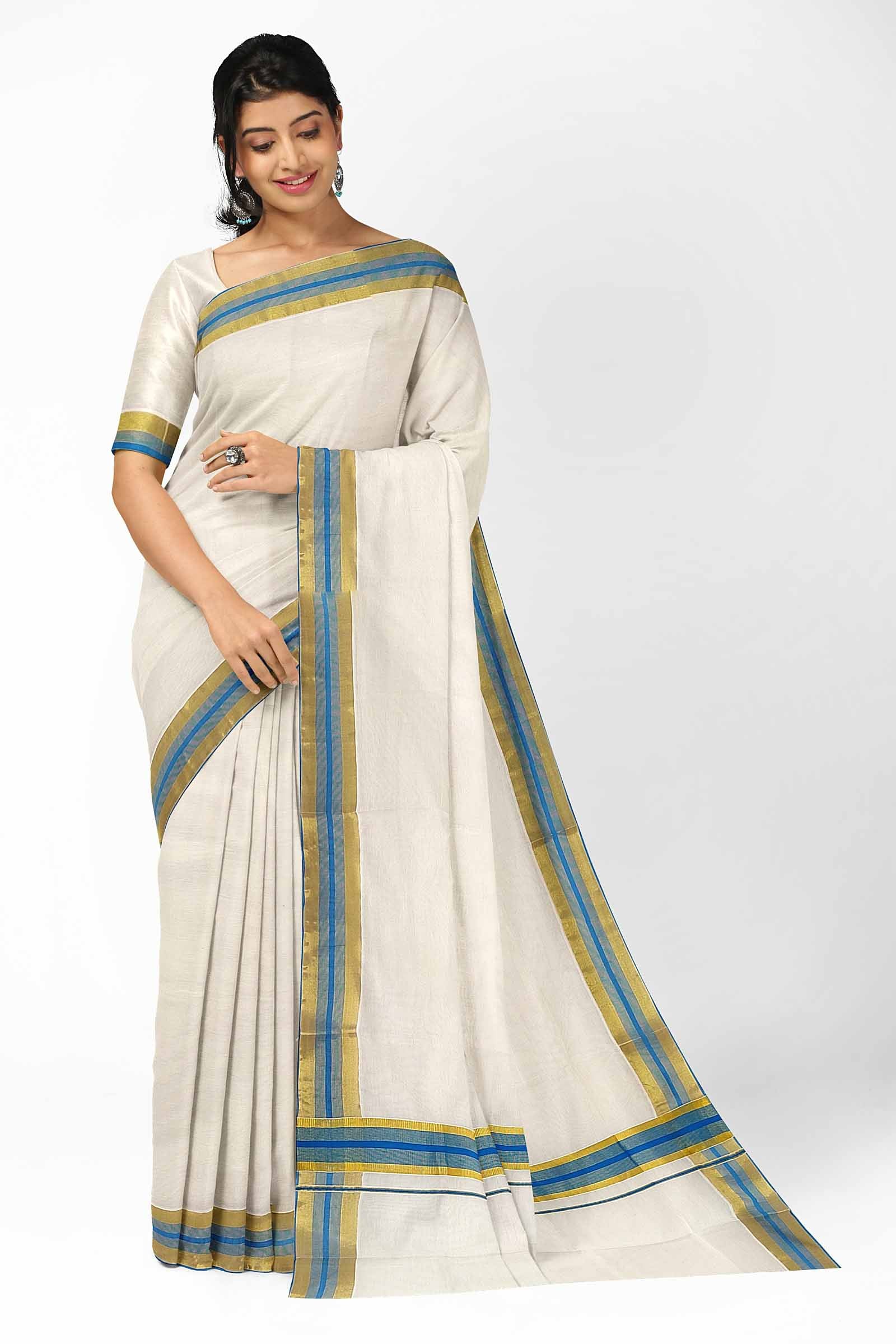 Golden Tissue Designer Kerala Saree – www.soosi.co.in