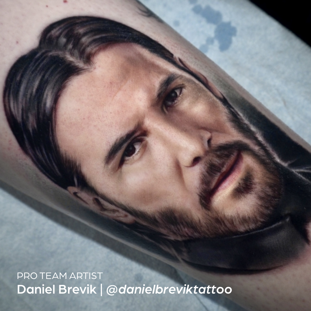 Tattoo of Keanu Reeves by Daniel Brevik