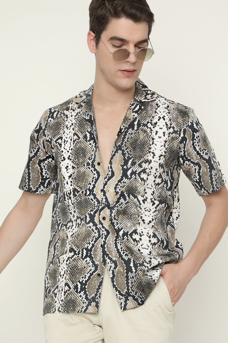 Cuban Style Snake Pattern Mens Printed Premium Cotton t-shirts by Blac –  Black Jack
