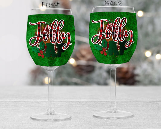 Green Christmas Wine Glasses, Christmas Glassware