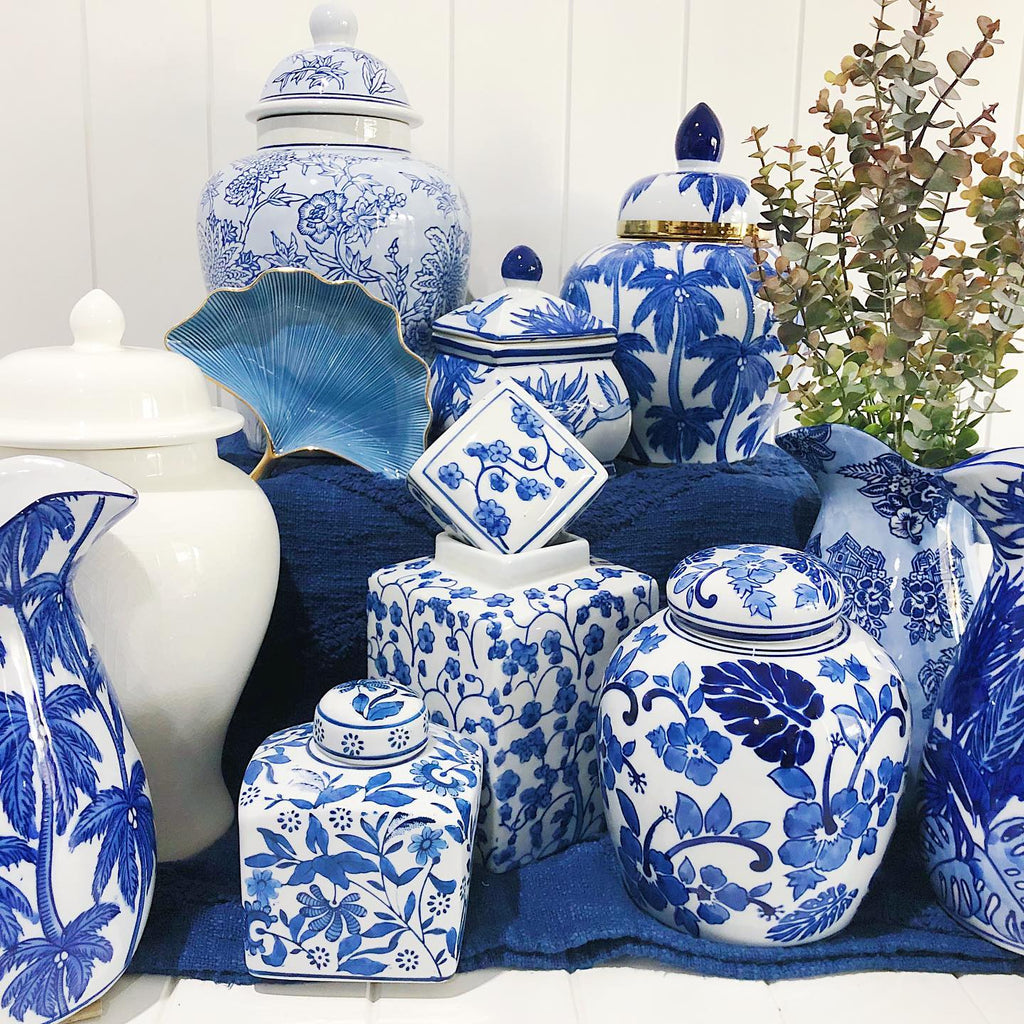 Blue White Hamptons Jars, Vases And Jugs