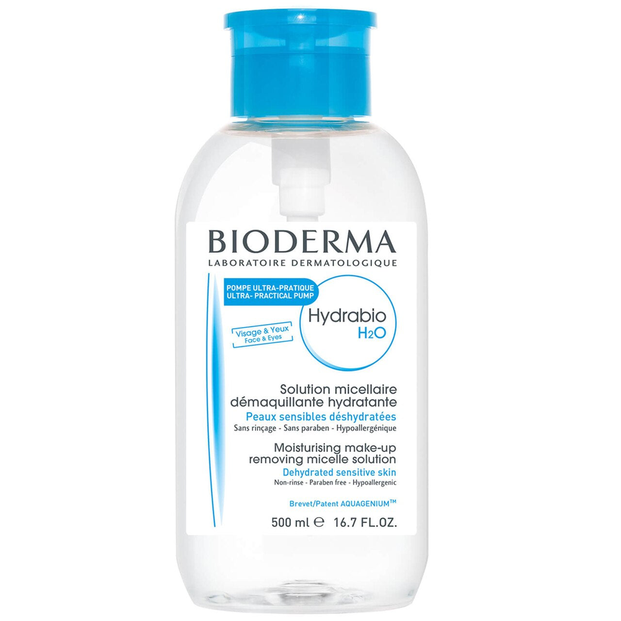 2: Bioderma Hydrabio H2O m. pumpe - 500 ml.