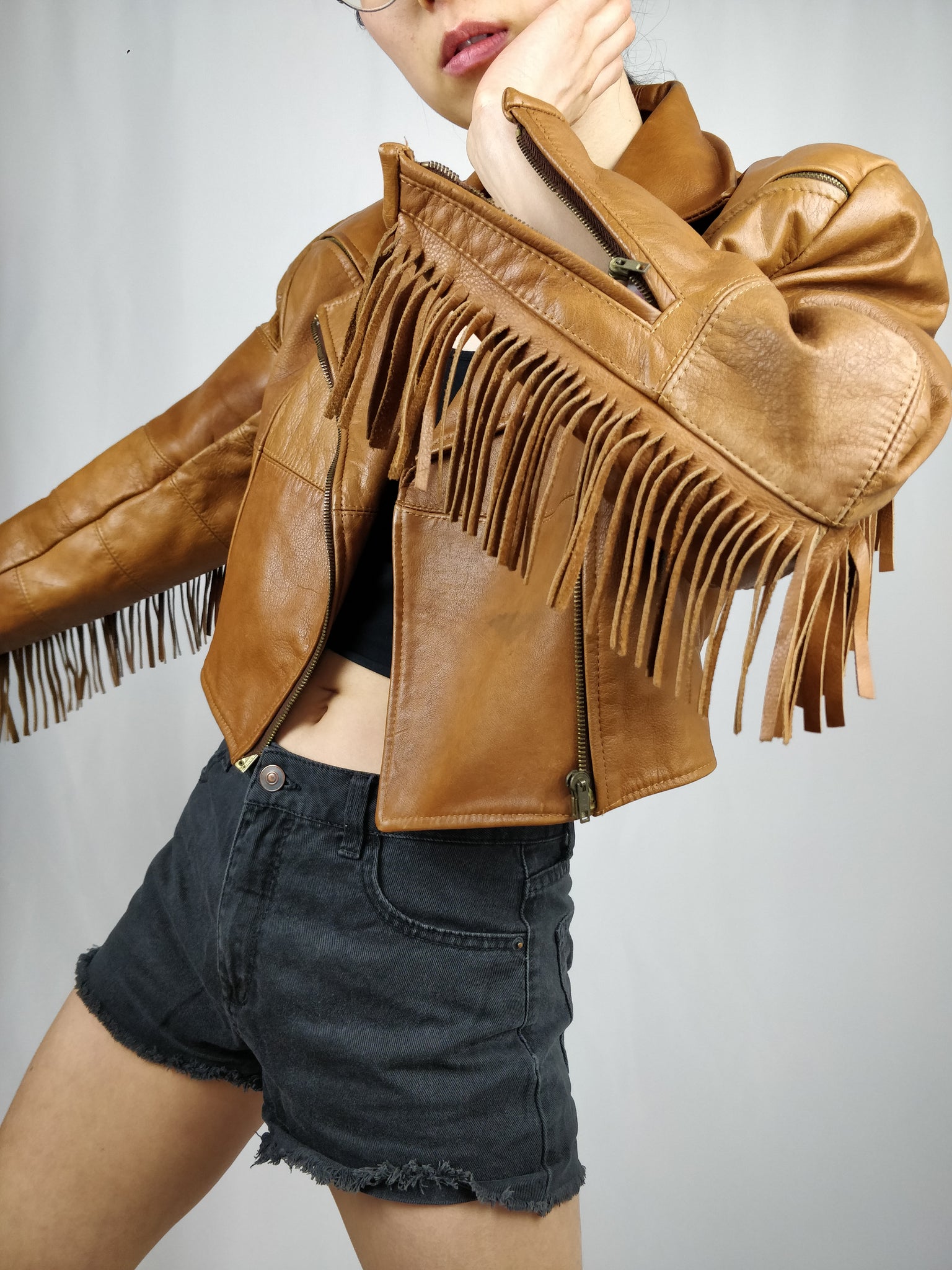 fringe biker shorts