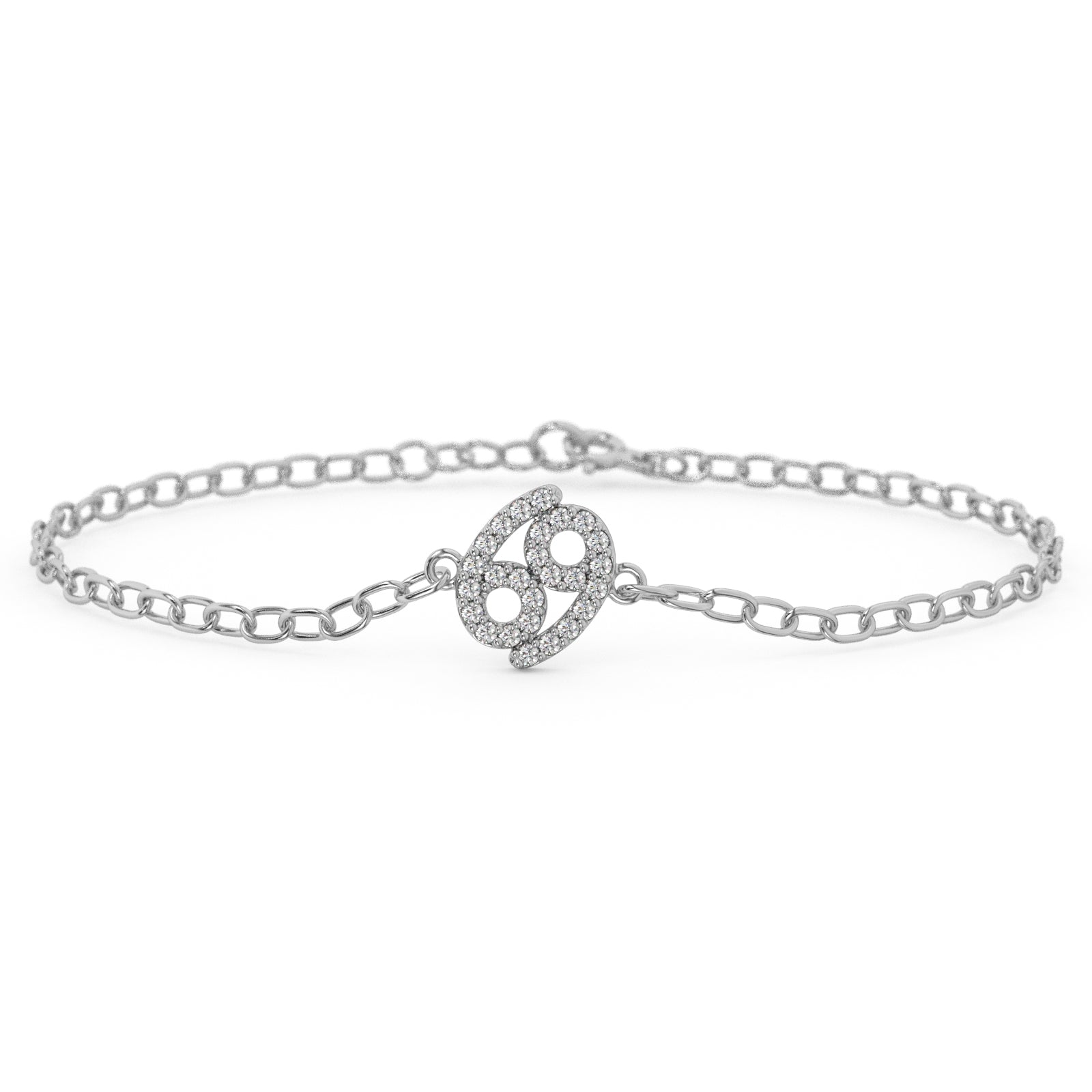  Silver Cancer Pave Zodiac Bracelet 