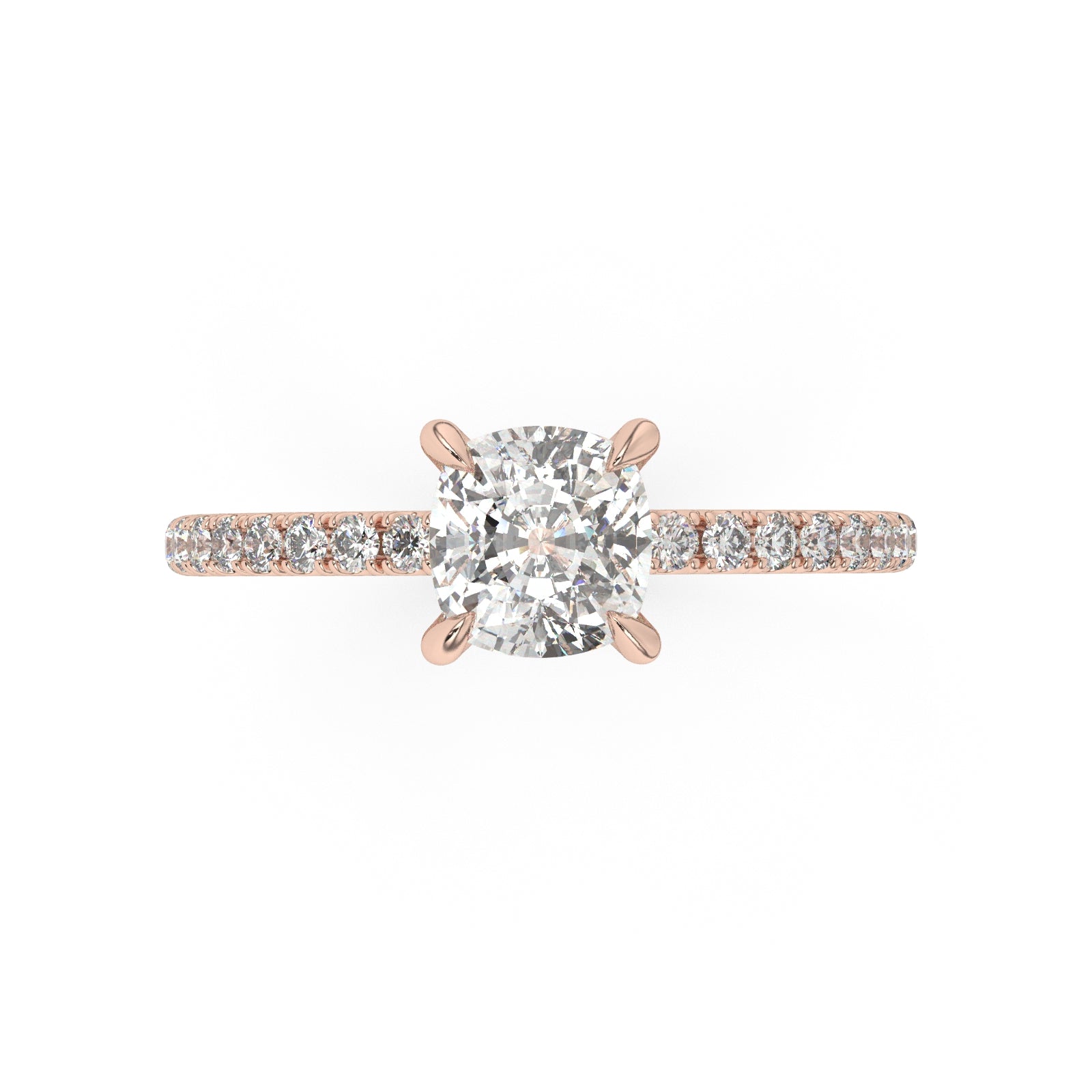  Partial Pave Cushion Cut Engagement Ring 