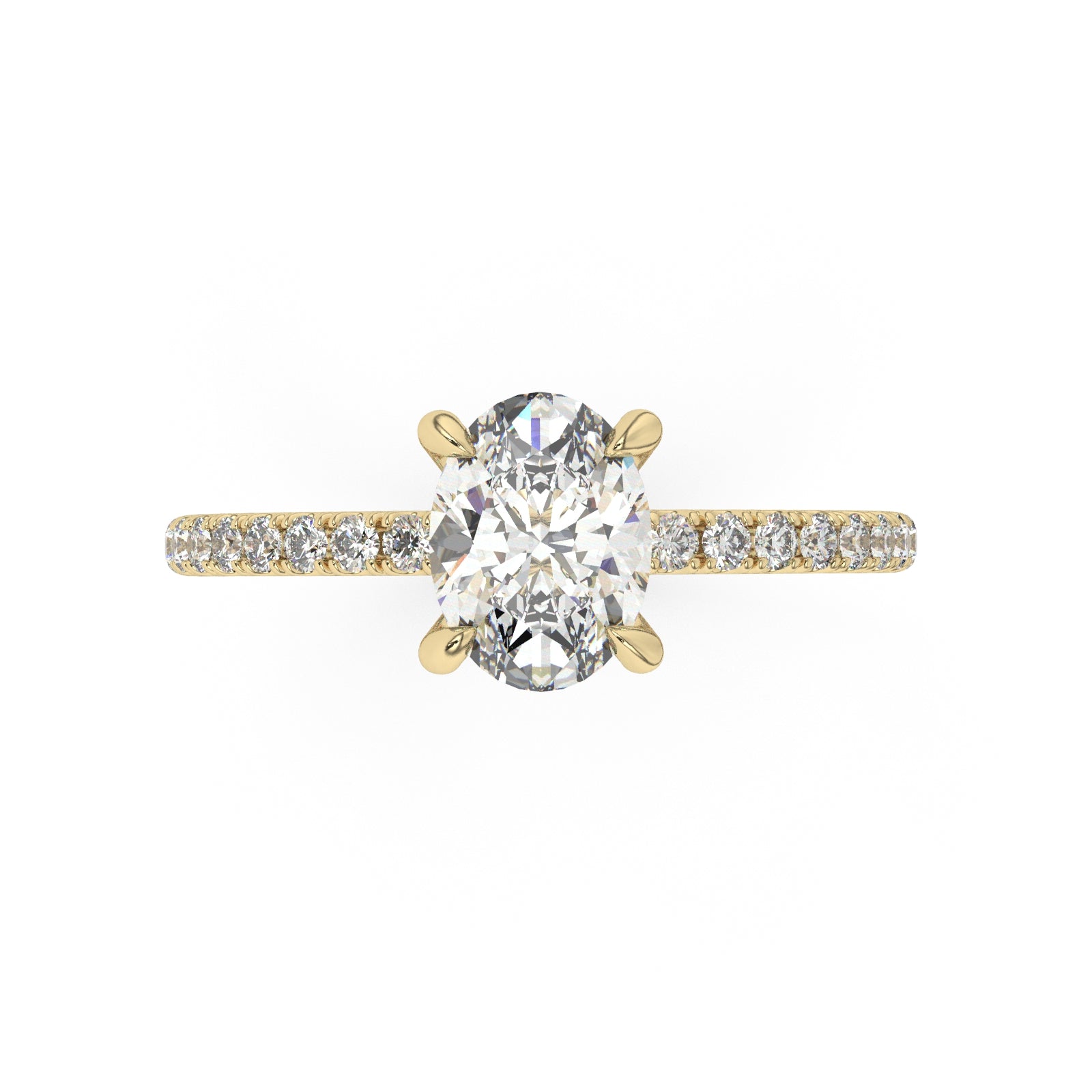  Partial Pave Oval Cut Engagement Ring 