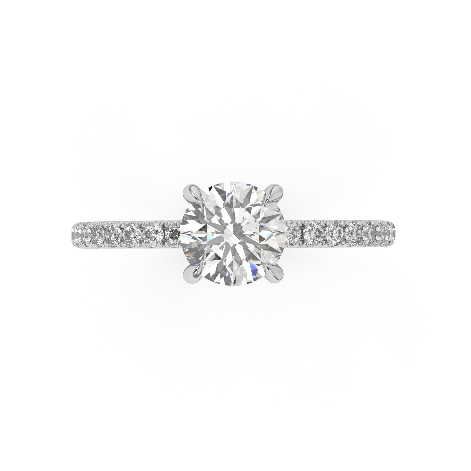  Partial Pave Round Brilliant Cut Engagement Ring 