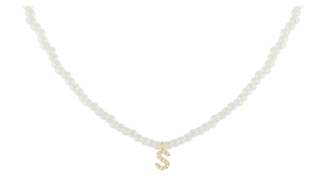  Pearl Initial Necklace 