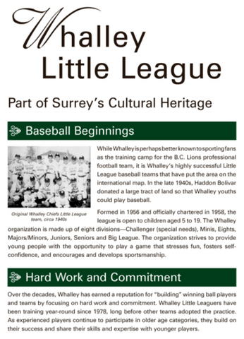 History of Whalley Little League