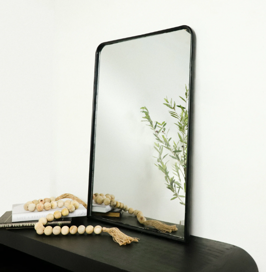 Sullivans Square Mirror with Weave Inset - Black