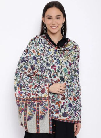 Pure Wool Printed Stole Certified by The Woolmark Company (Size: 28x80 Inches)