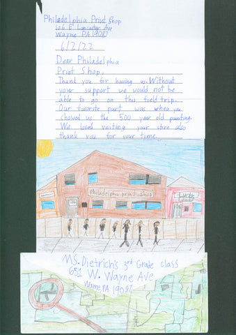 THank you note with artwork from Ms. Dietrich's class