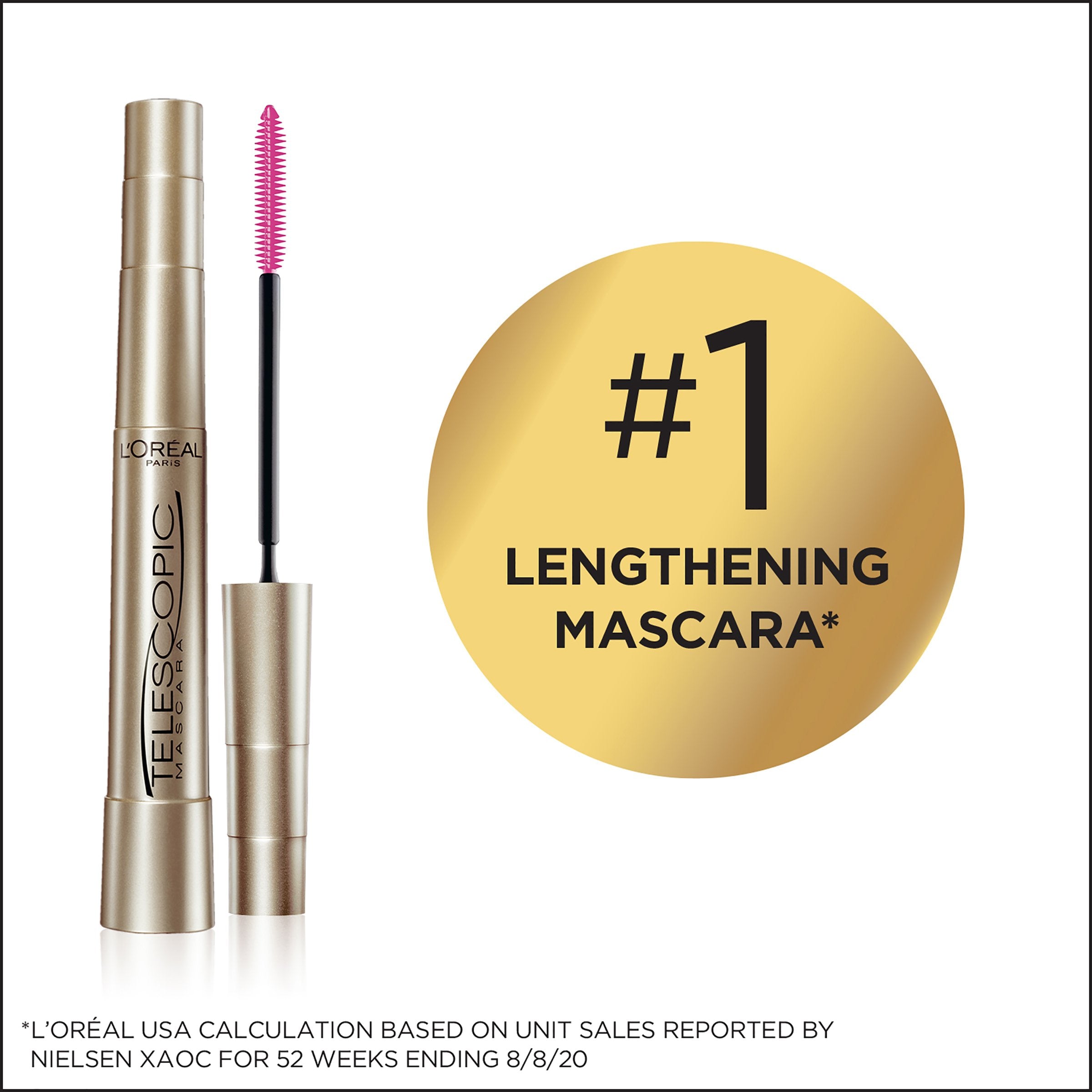 L'Oreal Paris Telescopic Original Washable Intense Lengthening Mascara, Blackest Black, 2 count-CaribOnline