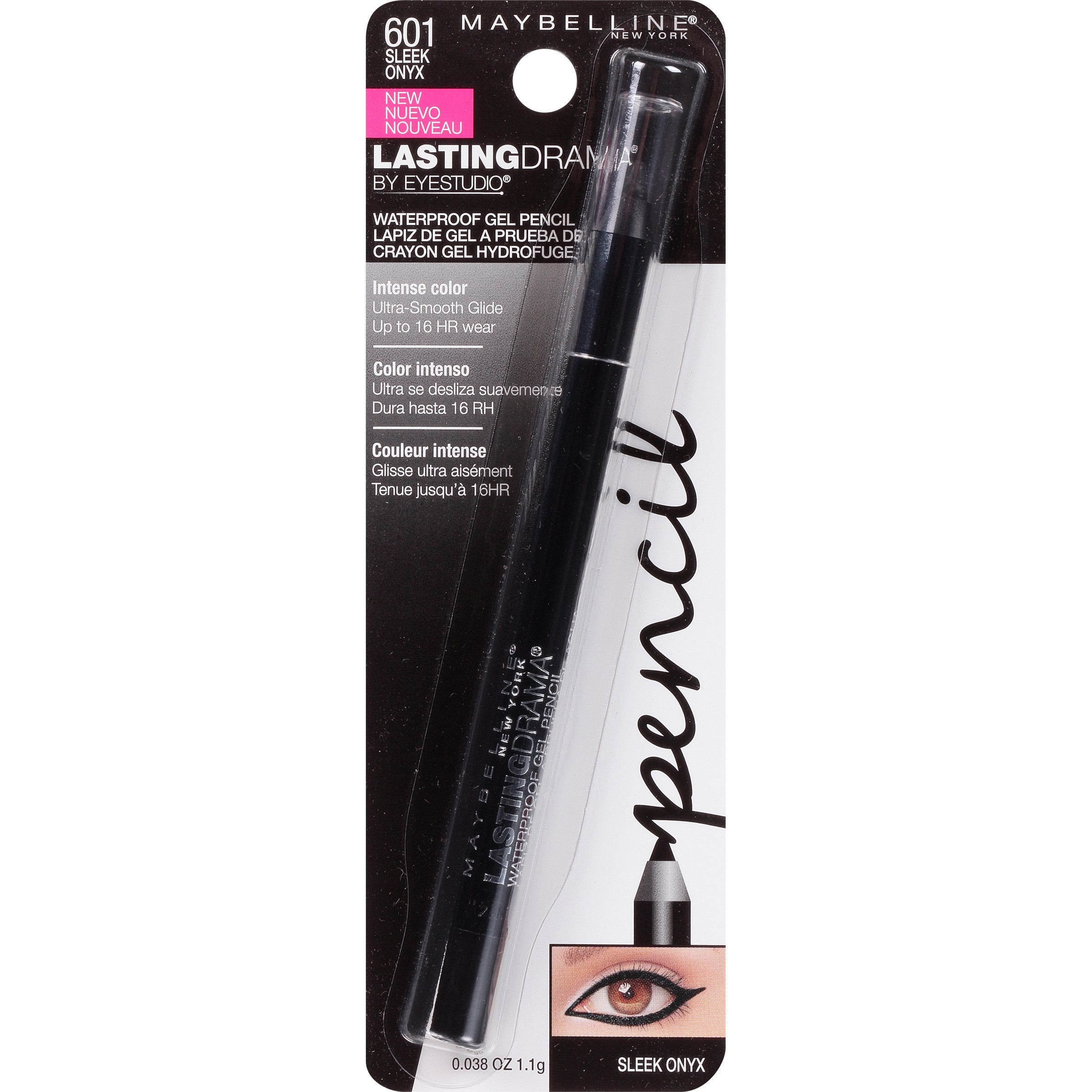 Maybelline Eyestudio Lasting Drama Waterproof Gel Pencil, Sleek Onyx, 0.038 oz.-CaribOnline