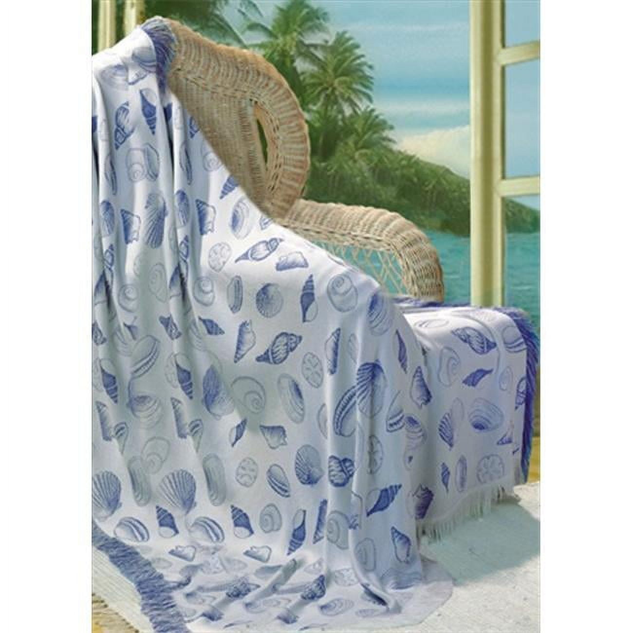 Manual Woodworkers and Weavers A10ENP Seashells Tapestry Throw Blanket Fashionable Jacquard Woven 50 X 60 in.