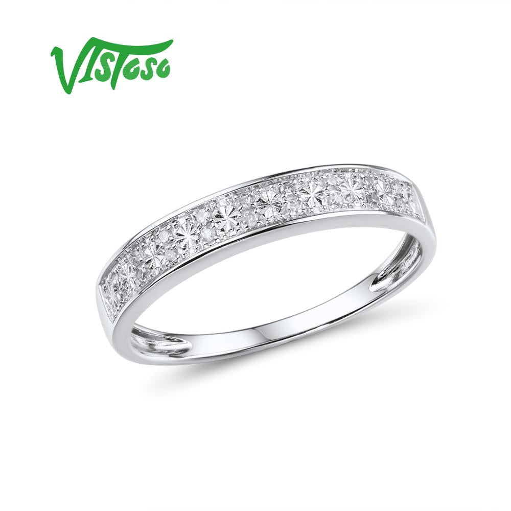 VISTOSO Gold Rings For Women Genuine 9K 375 White Gold Ring