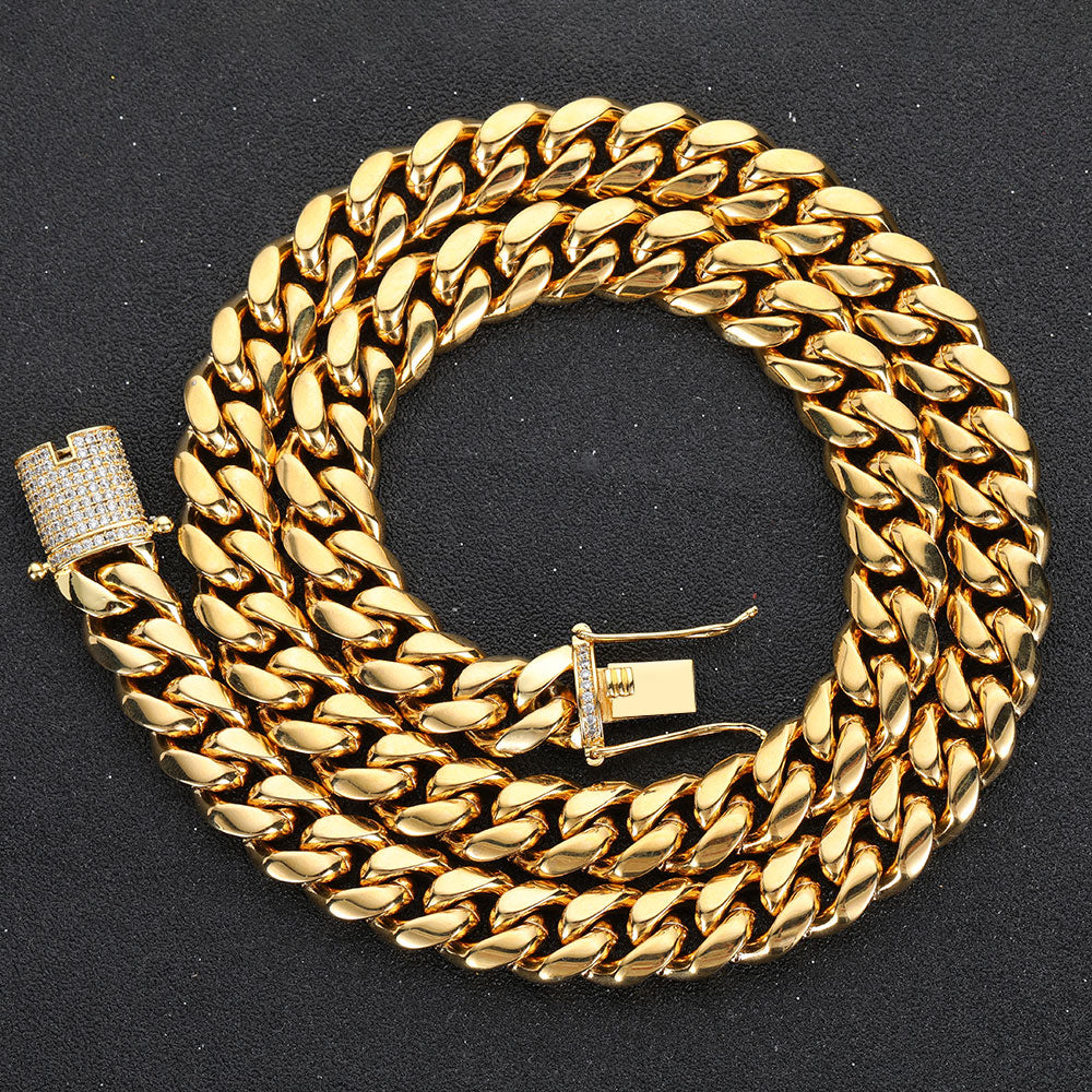 Hip Hop 18k Gold Plated Stainless Steel Jewelry