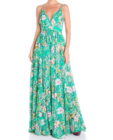 Enchanted Garden Maxi Dress - Garden Hibiscus