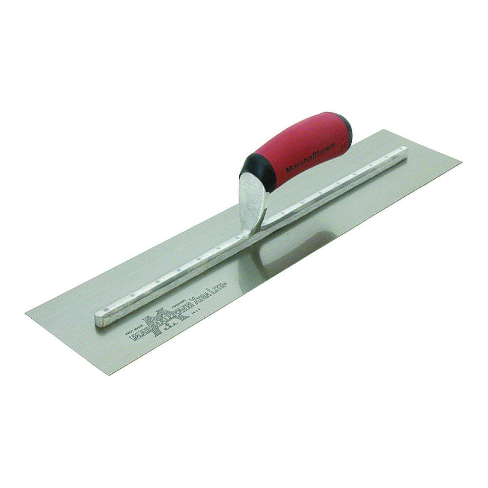 Marshalltown MXS81D Finishing Trowel, 18 in L Blade, 4 in W Blade, Spring Steel Blade, Square End, Curved Handle