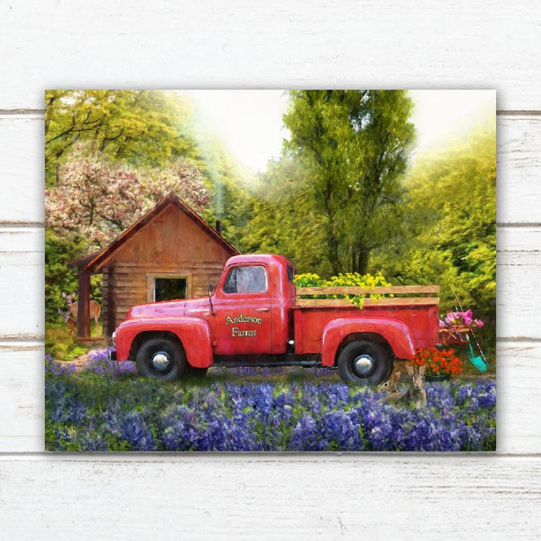 Red Truck Art - Floral Wall Decor - Personalized Gifts for Easter & Mom ...