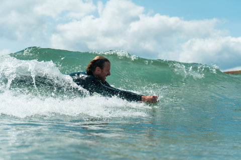 Jamie Catching Green Waves On Handmade Bellyboard
