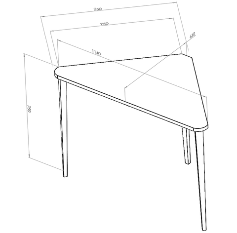 Skitse hjørneskrivebord på 114x61x75 cm