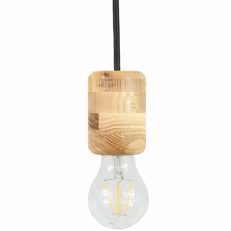 Billede af Loftlampe i træ med sort ledning