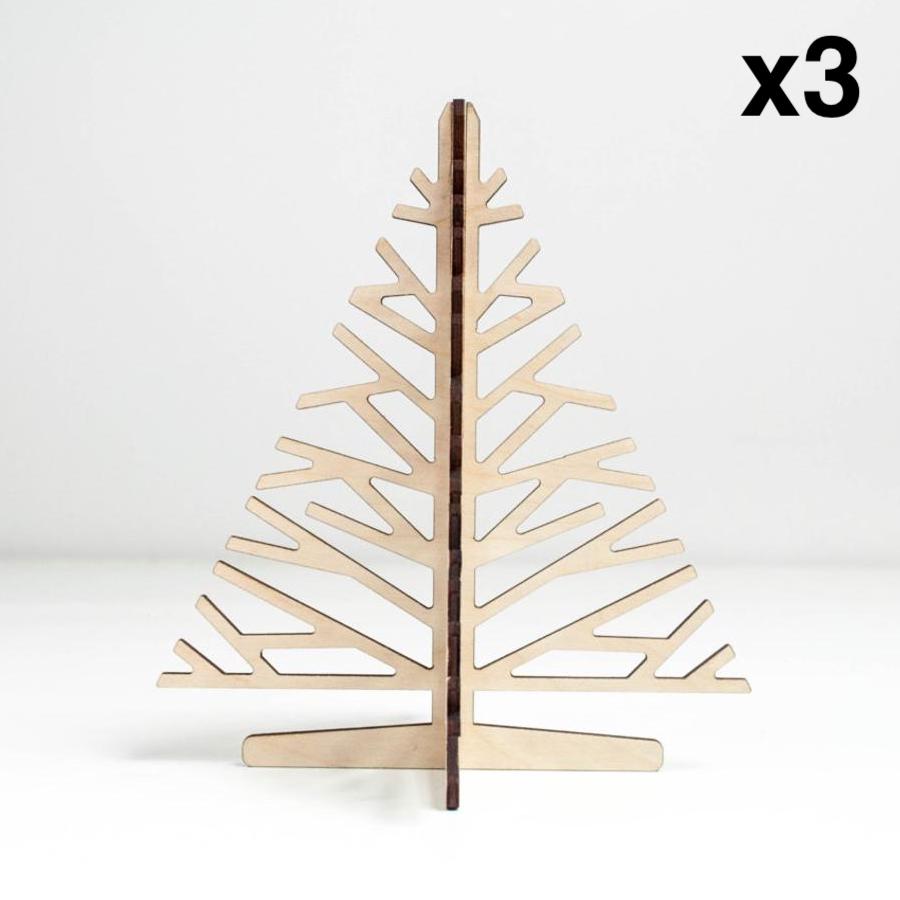Se Juletræer 23x20,6 cm i træ - Sæt med 3 stk. hos Wood To You