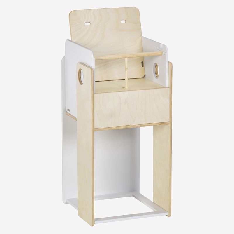 Se Nuun multifunktionelt børnemøbel med læringstårn og højstol - Med bakke / Med pude hos Wood To You