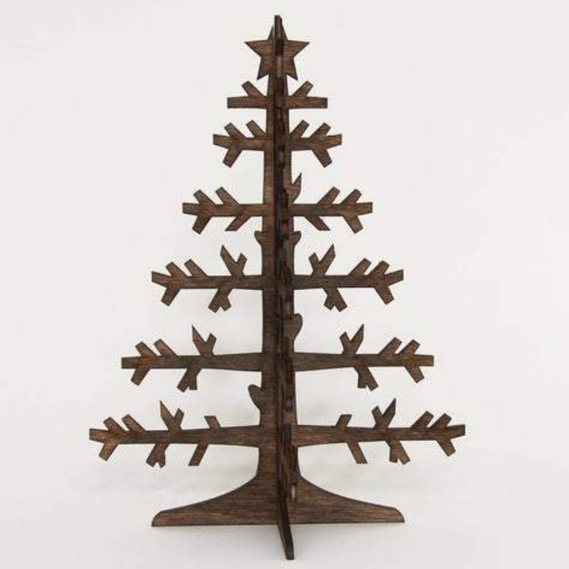 Billede af Juletræ 17,4x23,2 cm i mørk birketræsfiner med unikke grene