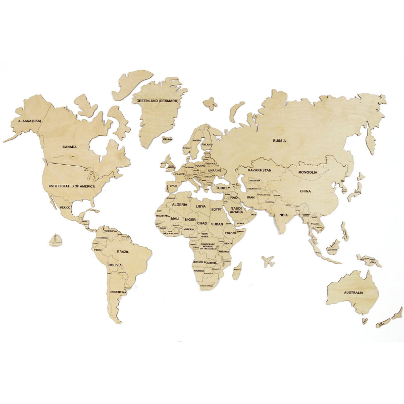 Se Verdenskort i træ til væg Flere varianter - Naturlig hos Wood To You