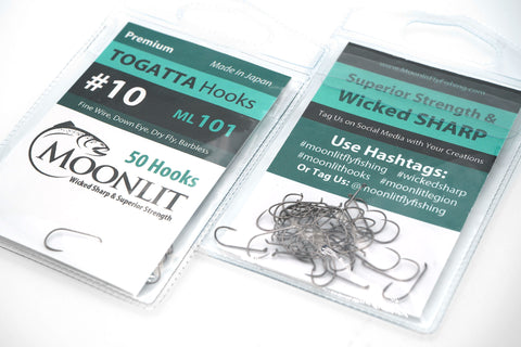 Image of both the front and back of the Moonlit TOGATTA Series ML101 Hooks (50 Pack)