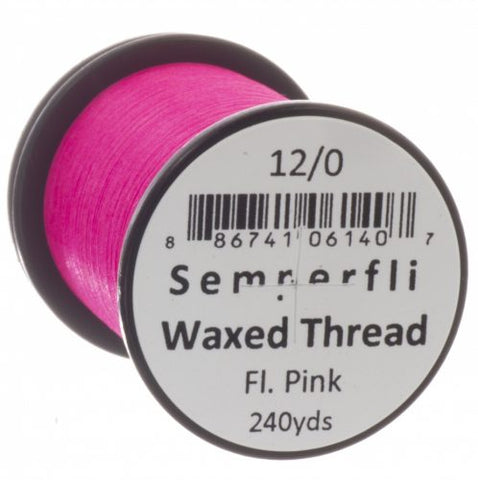 Close-up image of the 12/0 Fl Pink Classic Waxed Thread from Semperfli Fly Tying Materials Company