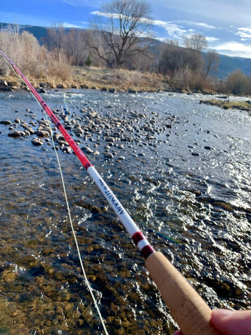 Picture of the 4wt Red Lunar S-Glass Rod in Action