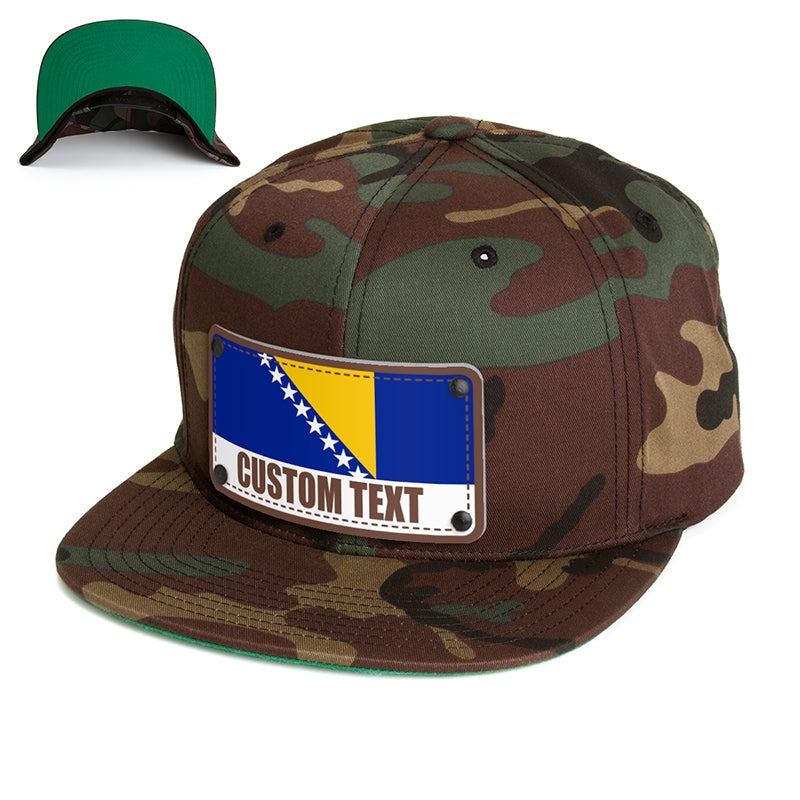 Custom Bosnia Flag Hat - Citylocs, Snapback / One Size Fits All / Green Camo