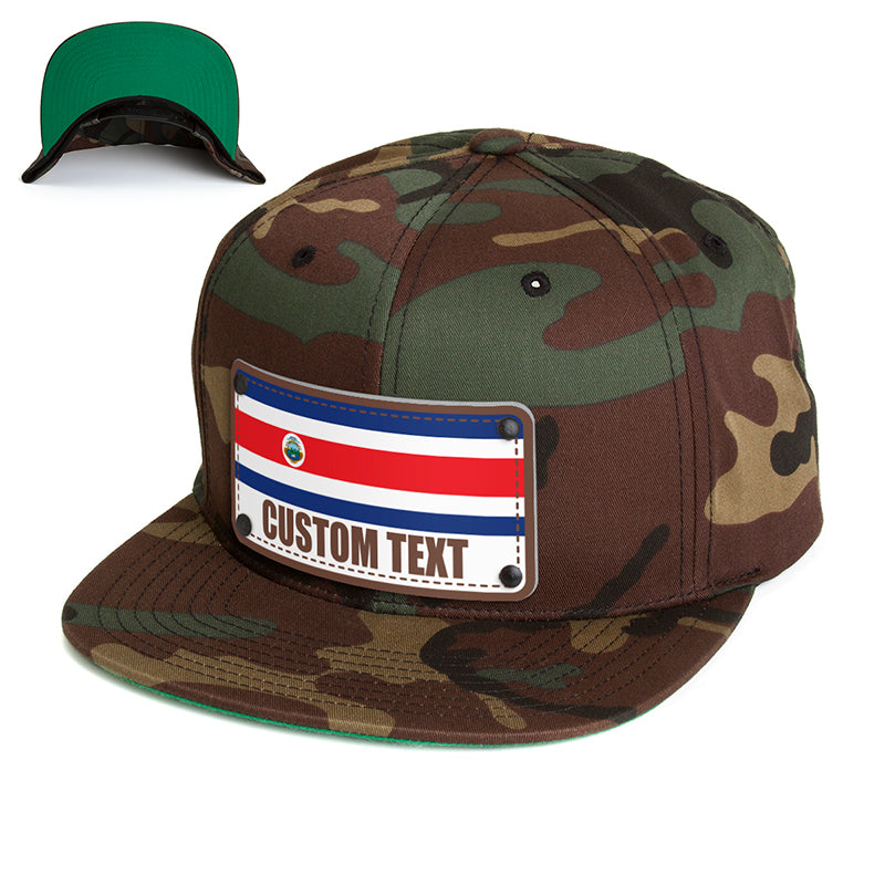 Custom Costa Rica Flag Hat - Citylocs, Snapback / One Size Fits All / Green Camo